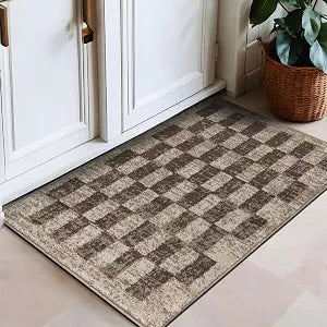 Rugshop Contemporary Checkered Grid Textured Area Rug Soft Beige 2' x 3'