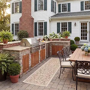 SAFAVIEH Washable Rug Outdoor Courtyard Collection - 2'3" x 6'7" Runner, Natural & Brown, Non-Shedding & Easy Cleaning, Ideal for Patio, Entryway, Mudroom, Hallway, Kitchen (CY2098-3001)