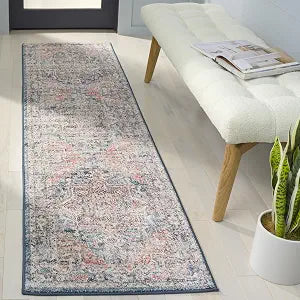SAFAVIEH Vintage Tabriz Collection Runner - 2' x 8', Blue & Rust, Non-Shedding & Easy Care, Ideal for High Traffic Areas in the Living Room, Dining, Bedroom (VTA208M)