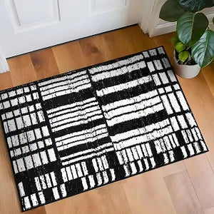 Rugshop Contemporary Modern Abstract Geometric Area Rug Black 2' x 3'
