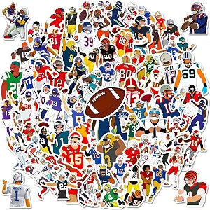 100pcs Football Stickers for Kids, Cool Sport Football Waterproof Vinyl Decal for Girl Teen Adult Water Bottle Laptop Phone Computer Skateboard Luggage Notebook