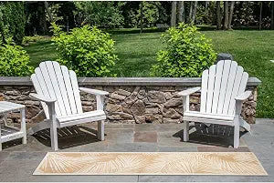 Liora Manne CARMEL Indoor/Outdoor Power Loomed Synthetic Blend Low Profile Area Rug - Transitional Botanical Leaf Decorative (Fronds Sand) (1'11" x 7'6")