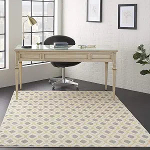 Nourison Home Grafix White 5'3" x 7'3" Area Rug - Easy Clean, Non Shedding, Bed Room, Living Room, Dining Room, Kitchen (5' x 7')