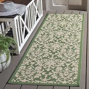 SAFAVIEH Washable Rug Outdoor Courtyard Collection - 2'3" x 6'7" Runner, Olive & Natural, Non-Shedding & Easy Cleaning, Ideal for Patio, Entryway, Mudroom, Hallway, Kitchen (CY3416-1E06)