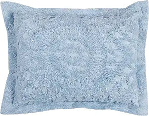 Better Trends Rio Collection is Super Soft and Light Weight in Floral Design 100% Cotton Tufted Unique Luxurious Machine Washable Tumble Dry, Standard Sham, Blue