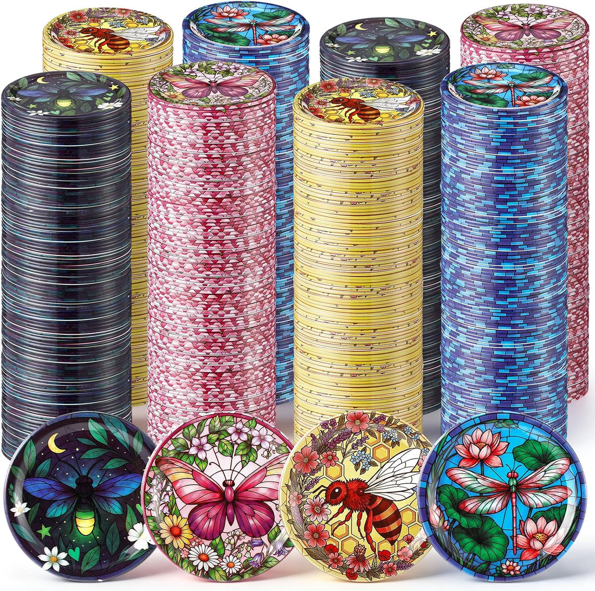 120 Pack Regular Mouth Canning Lids, Stained Glass Style