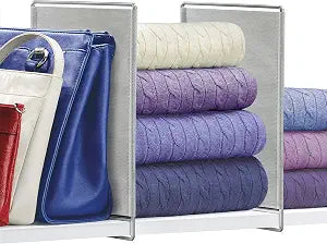 LYNK PROFESSIONAL HOME Shelf Dividers - Linen Closet Organizers and Storage - Linen Storage - Closet Organization - Towel Organizer for Closet (Set of 2) - Platinum