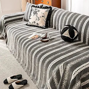 French Chenille Couch Covers for 2-3 Cushion Sofa - L Shape Pet Sofa Slipcover Soft Sofa Cover Washable Furniture Protector