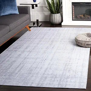 SAFAVIEH Washable Rug Tacoma Collection - 4' Square, Light Grey & Grey, Slip Resistant & Easy to Clean, Ideal for Living Room, Bedroom, Home Office, Dining Space (TAC857F)