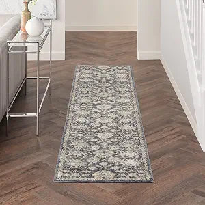 Nourison Home Concerto Blue Beige 2'2" x 7'6" Area Rug - Easy Clean, Non Shedding, Bed Room, Living Room, Dining Room, Kitchen (8' Runner)
