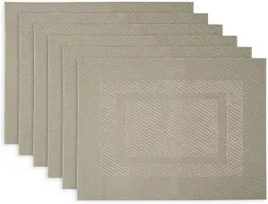 DII Vinyl Tabletop Collection, Placemat Set, 13x17.25, Stone, 6 Piece
