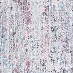SAFAVIEH Washable Rug Tacoma Collection - 4' Square, Plum & Green, Slip Resistant & Easy to Clean, Ideal for Living Room, Bedroom, Home Office, Dining Space (TAC944U)