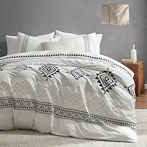 Oli Anderson Boho Duvet Cover Twin Size, Black & White, 2 Pieces