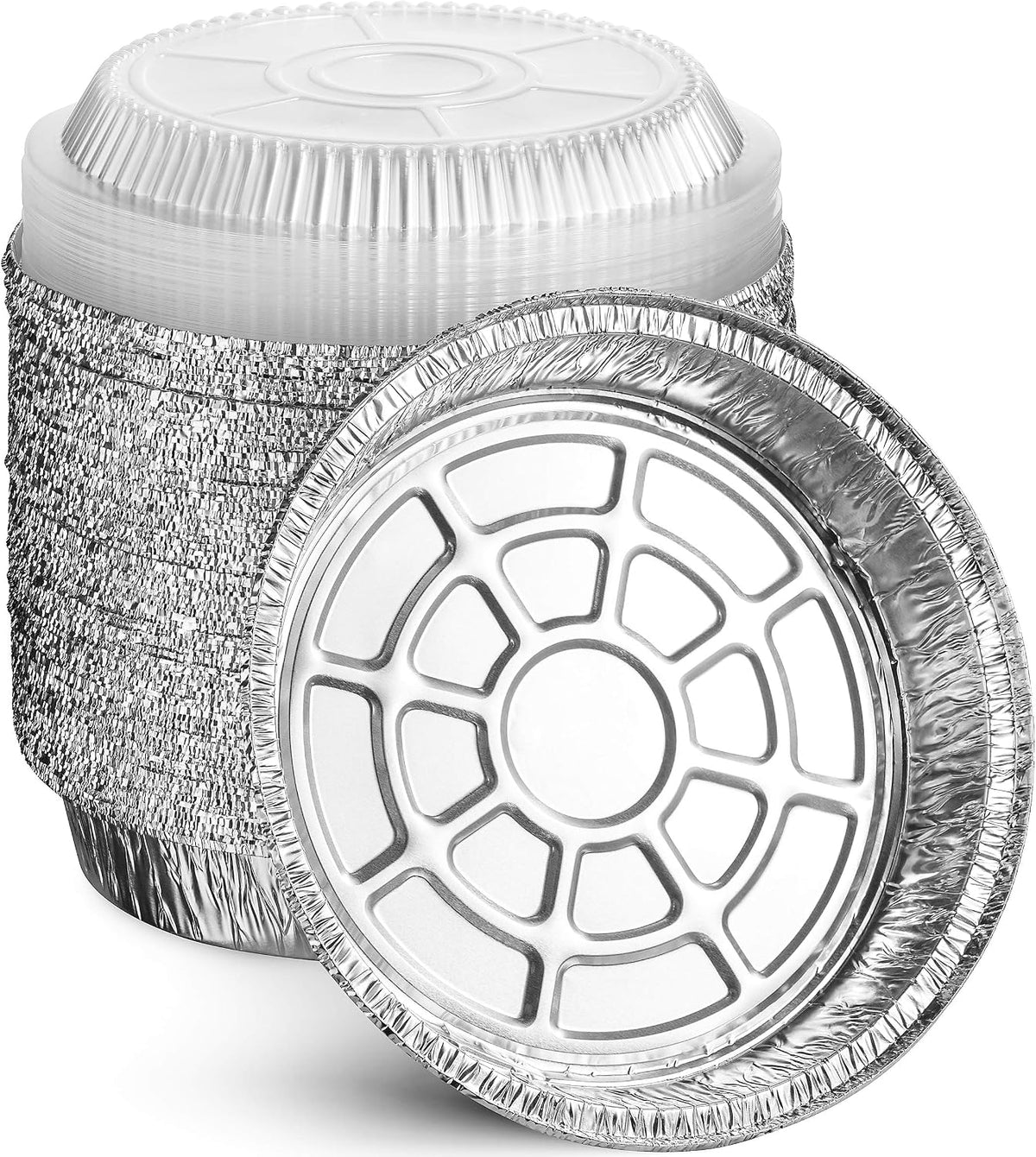 MontoPack Round Aluminum Foil Pans with Clear Lids | Disposable Containers with Straight Walls for Storing, Baking, Meal Prep & Reheating | Freezer & Oven Safe, Recyclable | 40 Pack of Tins
