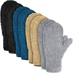 Bencailor 4 Pair Microfiber Dust Mitt, Black, Dark Blue, Khaki, Gray