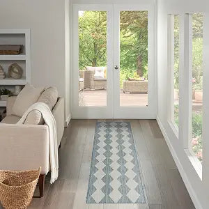 Nourison Home Positano Aqua 2'2" x 8' Area Rug - Easy Clean, Non Shedding, Bed Room, Living Room, Dining Room, Kitchen (8' Runner)