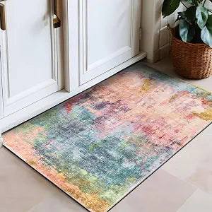 Rugshop Non-Slip Washable Distressed Contemporary Area Rug Multi 2' x 4'