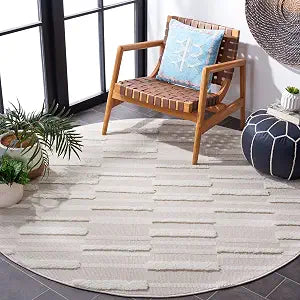 SAFAVIEH Trends Collection Accent Rug - 3' Round, Beige & Ivory, Non-Shedding & Easy Care, 1.2-inch Thick, Ideal for The Living Room, Dining Room, Bedroom (TRD120B-3R)
