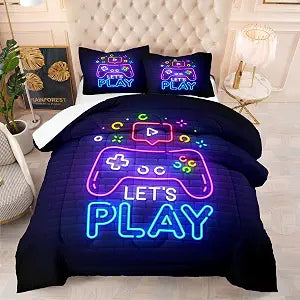 NINENINE Boys Gaming Bedding - Twin Set With 1 Comforter & 1 Pillowcase