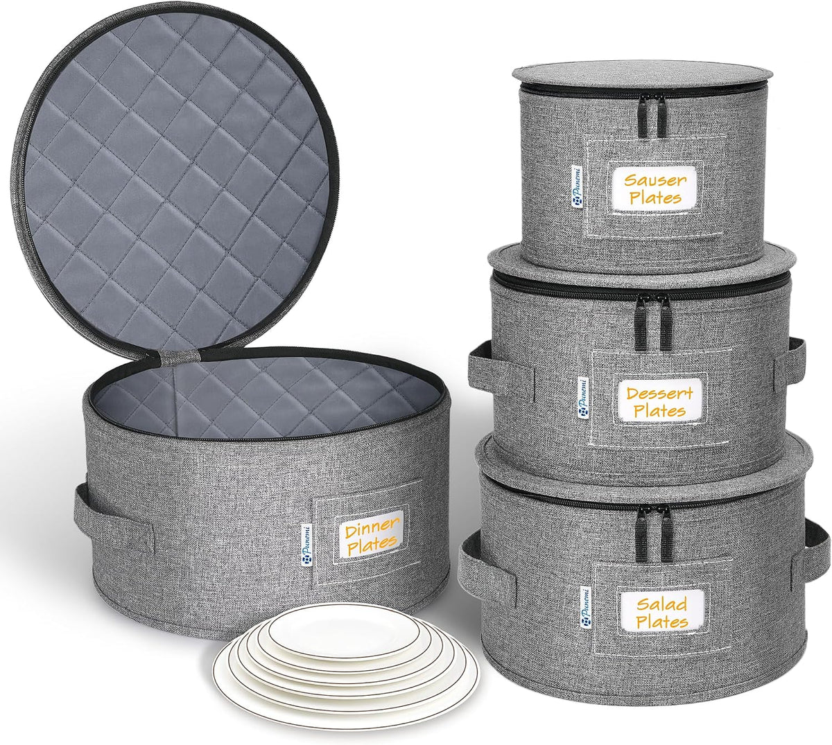 punemi China Storage Containers, 4-Set Hard Shell Dish Storage for Moving