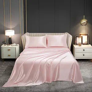 Satin Sheets Set, Twin Size, Blush Pink, 3 Pieces