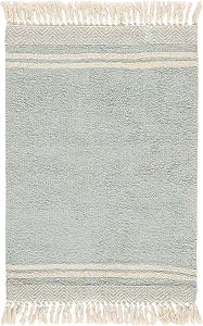 SAFAVIEH Washable Rug Easy Care Collection - 2' x 3', Light Blue & Ivory, Handmade Cotton, Ideal for Living Room, Bedroom, Dining Space (ECR211J)