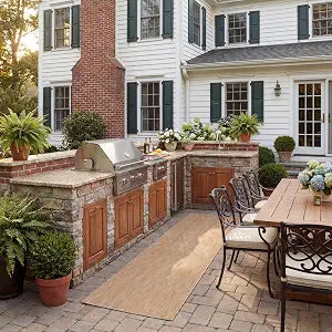 SAFAVIEH Washable Rug Outdoor Courtyard Collection - 2'3" x 8' Runner, Natural & Natural, Non-Shedding & Easy Cleaning, Ideal for Patio, Entryway, Mudroom, Hallway, Kitchen (CY8522-03011)