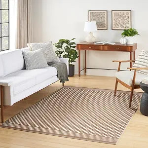 Nourison Home Casual Brown 3'11" x 5'11" Area Rug - Easy Clean, Non Shedding, Bed Room, Living Room, Dining Room, Kitchen (4' x 6')