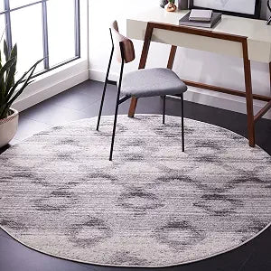 SAFAVIEH Adirondack Collection 4' Round Silver / Charcoal ADR106P Distressed Non-Shedding Dining Room Entryway Foyer Living Room Bedroom Area Rug