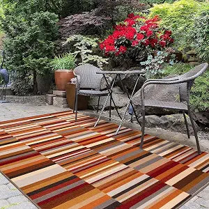 Superior Indoor Outdoor Non-Slip Area Rug, Machine Washable Rugs, Living Room, Bedroom, Kitchen, Dining, Office, Entryway, Hallway, Modern Striped Block Floor Decor, Arden Collection, 2' x 3', Taupe