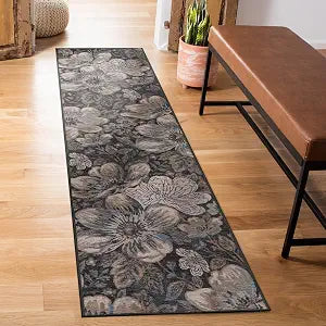 Rugshop Botanical Machine Washable Non-Slip Runner Rug, 2'x8' Dark Blue