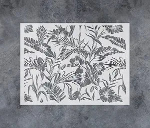 GSS Designs Large Tropical Leaf Stencil 12x16Inch Palm Fern Leaf Stencils for Painting on Walls Nature Tropical Plant Leaves Paint Stencils Hibiscus Flowers