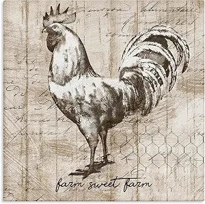 Stupell Industries Vintage Rooster Farmhouse, 24 x 24 Inch Canvas Wall Art