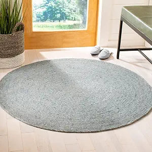 SAFAVIEH Braided Round Rug 3', Wool Turquoise BRD901K