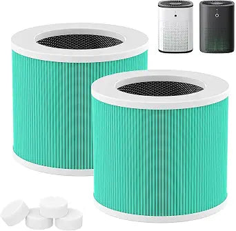 HY1800 H13 True HEPA Replacement Filter Compatible with Honeyuan/MORENTO/CHIVALZ/Loytio/AYAFATO/IOIOW HY1800 Air Purifier, 3-in-1 Filtration System HEPA Activated Carbon HY1800 Filter 2 Pack