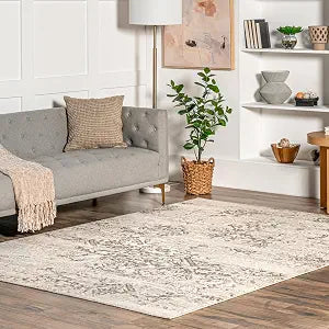 nuLOOM Freja Beige Floral & Paisley Power Loomed Area Rug, 3' x 5'