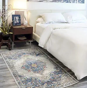Nourison Home Concerto Blue Grey 3' x 5' Area Rug - Easy Clean, Non Shedding, Bed Room, Living Room, Dining Room, Kitchen (3' x 5')