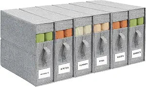 Sheet Organizers and Storage for Linen Closet, 6Pack Grey