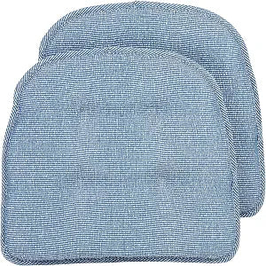 Klear Vu Omega Non-Slip Universal Chair Cushions for Dining Room, Kitchen and Office Use, U-Shaped Skid-Proof Seat Pad, 15x16 Inches, 2 Pack, Slub Wedge