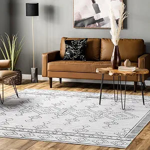 nuLOOM 4' x 6' Machine Washable Stain-Resistant Area Rug with Non Slip Backing, Low Profile for Living Room, Bedroom, and Dining Room, Bonny Ivory