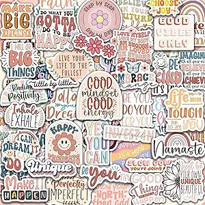 300PCS Motivational Stickers for Vision Board by Puraesla Water Bottles Laptops, Inspirational Quote Waterproof Vinyl for Journals Cups, Affirmation Boho Stickers for Women Holographic