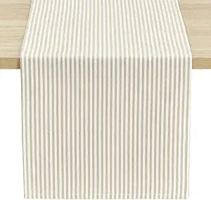 Lush Decor Farmhouse Ticking Stripe Yarn Dyed Table Runner, 13" x 72", Neutral