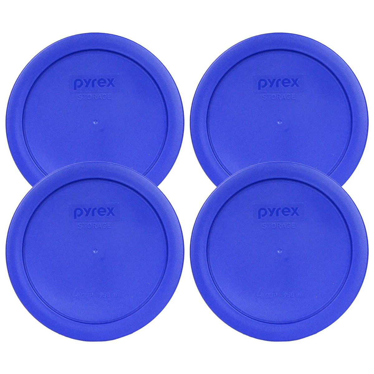 Pyrex 7201-PC (4-Cup) Cadet Blue Replacement Lid (4-Pack) - Made in USA