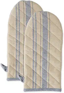 DII French Stripe, Kitchen Collection, Oven Mitts, Nautical Blue, 2 Count