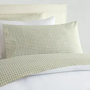 Laurel & Mayfair 250 Thread Count 100% Cotton Gingham Sheet Set Twin Size - Green and White Checkered Percale Weave, 3 Piece Set Includes Flat Sheet, Fitted Sheet & 1 Pillowcase, Cool Crisp All Season
