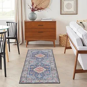 Nourison Home Fulton Blue 1'10" x 5' Area Rug - Easy Clean, Non Shedding, Bed Room, Living Room, Dining Room, Kitchen (5' Runner)