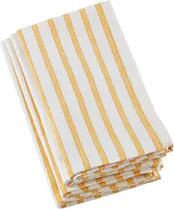 Saro Lifestyle Striped Design Cotton Table Napkin (Set of 4), 20", Yellow