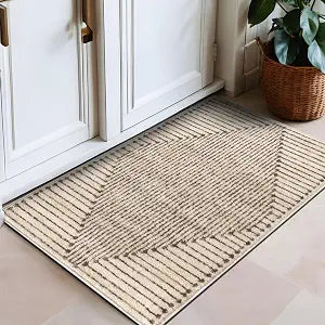 Rugshop Abstract Line Pattern Neutral Decor Area Rug Beige 2' 3" x 4'