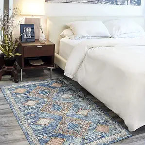 Nourison Home Concerto Blue 3' x 5' Area Rug - Easy Clean, Non Shedding, Bed Room, Living Room, Dining Room, Kitchen (3' x 5')