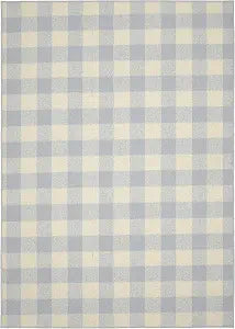 Garland Rug Country Living  Checkered Buffalo Plaid Design, Non-Slip Rubberback, Traditional 5x7 Area Rug for Living Room, Bedroom, Kitchen, Dining Room, Nursery, Soft Silver/Ivory